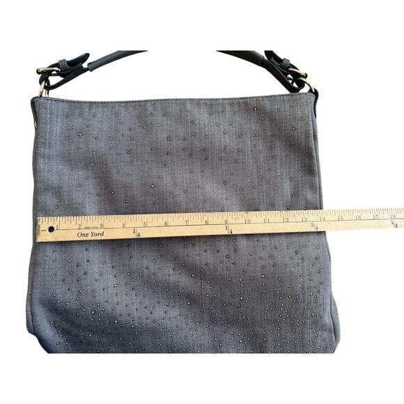 Mellow World Shoulder Bag Brown Metallic Thread Studded Gemstones Vegan Leather - Picture 12 of 13